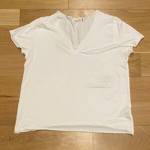 Johnny Was Cream V-Neck Short Sleeve Top